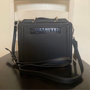 New Steve Madden Black Beveling Satchel Crossbody Purse AKA￼ Tiktok Bag